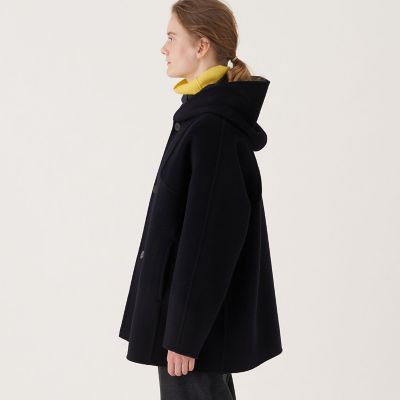 ウールカシミヤダブルフェイス　フーデットコート