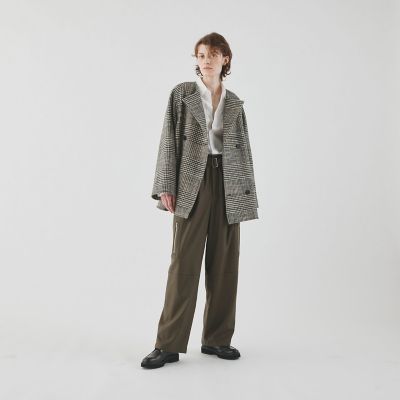 グレナカートチェック　カラーレストレンチショートコート