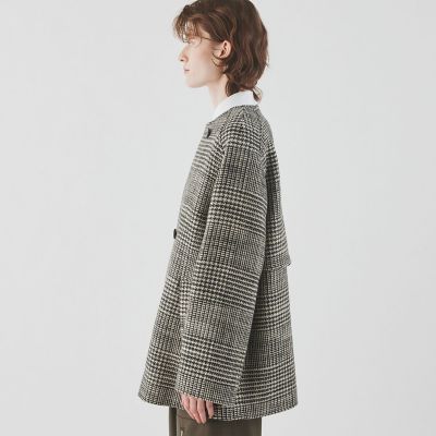 グレナカートチェック　カラーレストレンチショートコート