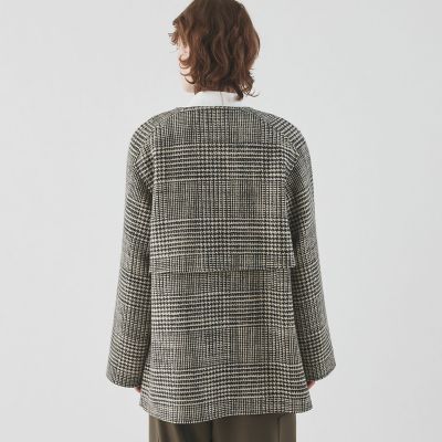 グレナカートチェック　カラーレストレンチショートコート