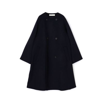 【美品】GALERIE VIE ウールダブルフェイス カラーレス トレンチコート GALERIE VIE ウールダブルフェイスカラーレストレンチコート