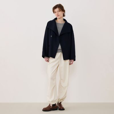 送料無料】スムースプレスドウール スタンドカラーコート