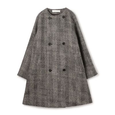 希少•完売品【ヘリンボーン調ツイル／ツイード】イネド／トレンチコート／ベルテッド seyto（セイト）の「Herringbone tweed over long coat