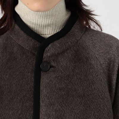 ギャルリーヴィアルパカ混コート アルパカシャギー スタンドカラーショートコート｜トゥモローランド