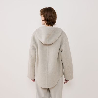 アクリス　カシミヤ100%　ダブルフェイス　ショートコート　ジャケット　グレー city（シティ）の「【CITY】ピュアウールダブルフェイスショート