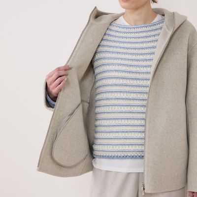 GALERIE VIE ギャルリーヴィー　カシミヤ混　フーデット　ウールコート 送料無料】ウールカシミヤダブルフェイス フーデットコート