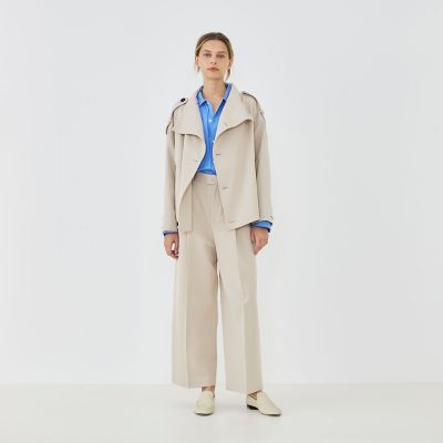 コットンウールギャバジン ハイネックショートコート | GALERIE VIE