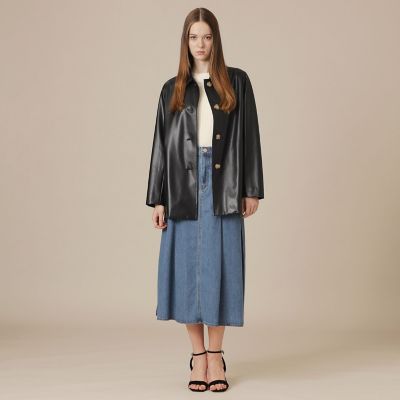 BANTON／バントン】フェイクレザーステンカラーコート