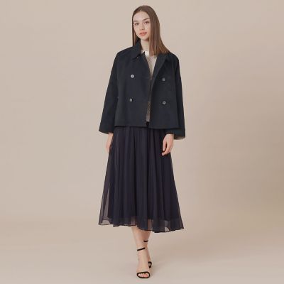 FYVIE／フィビー】バイカラータフタダブルブレストコート