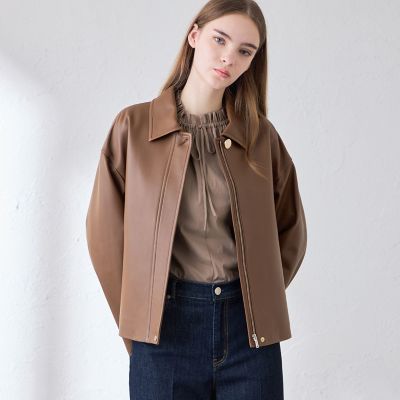 ラムレザーショートステンカラーコート | MACKINTOSH LONDON (Women