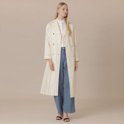WEB・一部店舗限定】コットンシルクストライプコートドレス