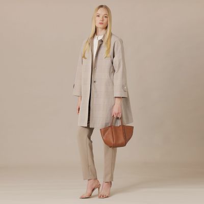 ROSLEY／ロズリー】スプリングチェックステンカラーコート