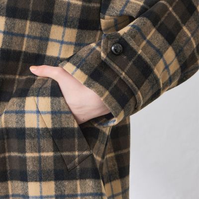 バーバリーロンドン ステンカラーコート ショート丈 ノバチェック レディース M ROSLEY／ロズリー】ウールビーバーチェックステンカラーダブル