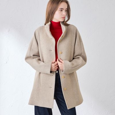 BARNET／バーネット】ダブルフェイスモッサスタンドカラーコート