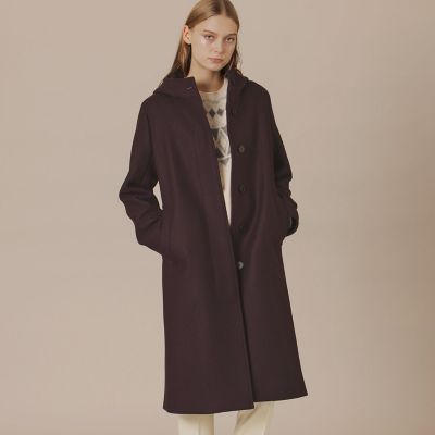 ＜MACKINTOSH LONDON (Women)＞【ＣＨＲＹＳＴＯＮ／クリストン】ウールダブルクロスメルトンフーデットコート