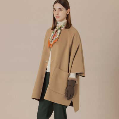 美品　ハウスオブロータス　カシミヤブレンドビーバーポンチョコート　ベージュ系 婦人画報11月号掲載】カシミヤブレンドウールポンチョ | MACKINTOSH