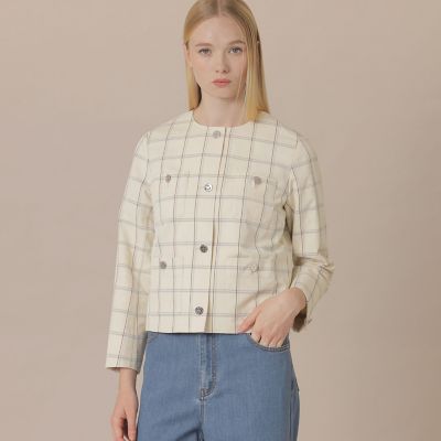 ＜MACKINTOSH LONDON (Women)＞【ＷＥＢ・一部店舗限定】ポリエステルリネンチェックジャケット