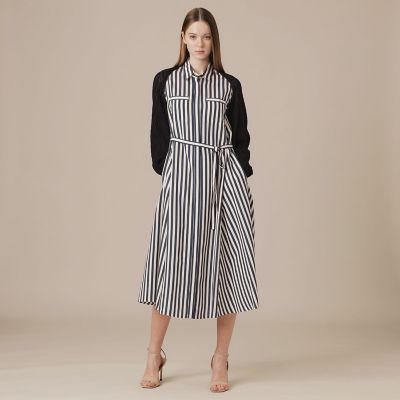 新品タグ付き⭐︎マッキントッシュ シャツワンピース　ストライプ柄　紐ベルト付き 婦人画報4月号掲載】ドビーストライプワンピース | MACKINTOSH LONDON
