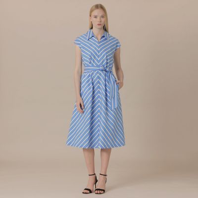 美品シルクストライプワンピース　38 WEB・一部店舗限定】コットンシルクストライプワンピース