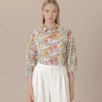 ＜MACKINTOSH LONDON (Women)＞【婦人画報４月号掲載】【ＢＩＢＵＲＹ　ＦＬＯＷＥＲ】ドローイングカラフルバイブリーブラウス