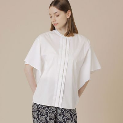 ＜MACKINTOSH LONDON (Women)＞コットンナイロンストレッチスリーブデザインブラウス