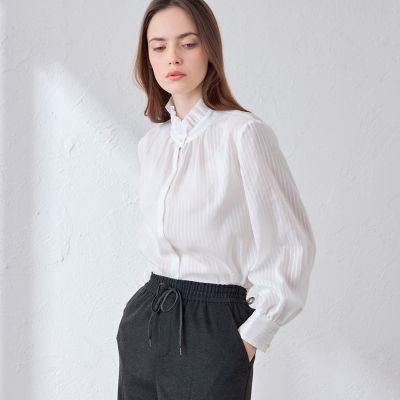 WEB・一部店舗限定】コットンシルクストライプブラウス