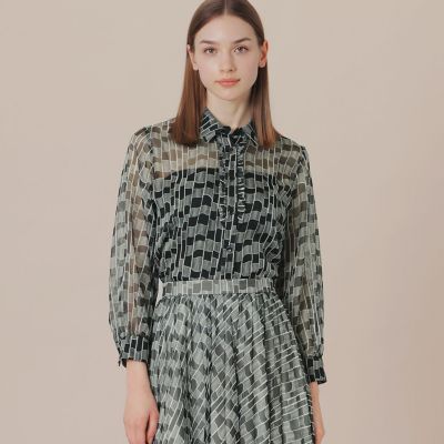 ＜MACKINTOSH LONDON (Women)＞グラフィカルメッシュプリントブラウス