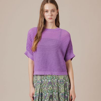 ＜MACKINTOSH LONDON (Women)＞【ｅｃｌａｔ５月号掲載】シアーリブニットプルオーバー