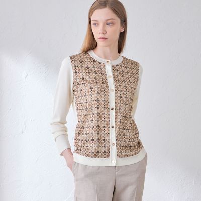 Mackintosh MACKINTOSH LONDON (Women)/マッキントッシュ ロンドン【ANDREW/アンドリュー】バイカラーアンドリュープリントコンビニットカーディガン 46ベージュ7 トップス【三越伊勢丹/公式】
