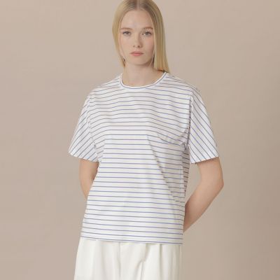 ＜MACKINTOSH LONDON (Women)＞【Ｔｈｅ　Ｅｓｓｅｎｔｉａｌ　Ｃｏｌｌｅｃｔｉｏｎ】プレーティング天竺ボーダーＴシャツ