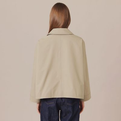 L】【FYVIE／フィビー】バイカラータフタダブルブレストコート