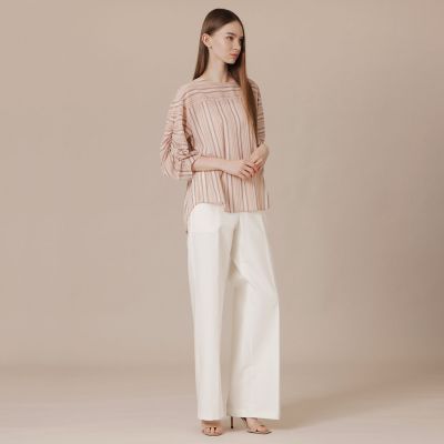 美品♡マッキントッシュロンドン イタリア製生地 スーパー130 ストライプ L L】マーブルストライプブラウス | MACKINTOSH LONDON L (Women/大きい