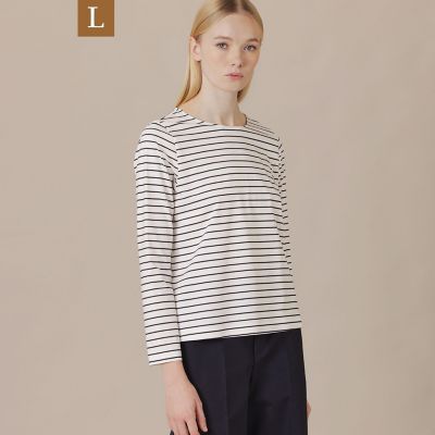 ＜MACKINTOSH LONDON L (Women/大きいサイズ)＞【Ｌ】【Ｔｈｅ　Ｅｓｓｅｎｔｉａｌ　Ｃｏｌｌｅｃｔｉｏｎ】プレーティング天竺ボーダープルオーバー