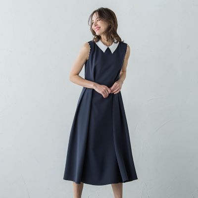 ＜Viaggio Blu (Women)＞ＭＩＳＳＩＯＮ　ＤＯＵＢＬＥＣＬＯＴＨ襟付きワンピース