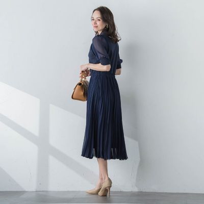 ドッキングプリーツワンピース≪手洗い可能≫