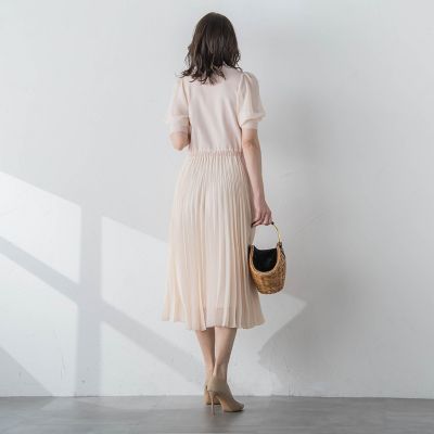 ドッキングプリーツワンピース≪手洗い可能≫