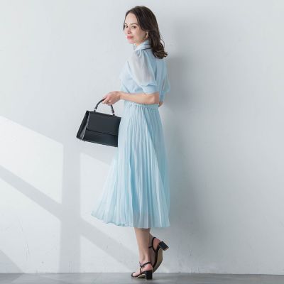 ドッキングプリーツワンピース≪手洗い可能≫