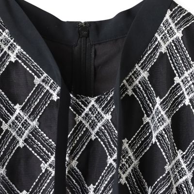 バイアスチェック刺繍ワンピース