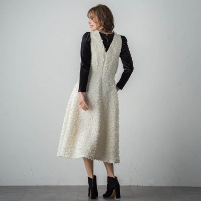 リボンファンシーツイードジャンワンピース | Viaggio Blu (Women