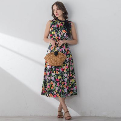 ＜Viaggio Blu (Women)＞チューリッププリントワンピース≪洗濯機で洗える≫