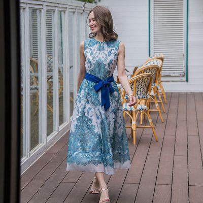 ペイズリープリントワンピース≪手洗い可能≫