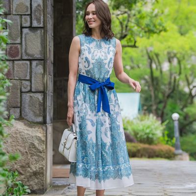 ペイズリープリントワンピース≪手洗い可能≫