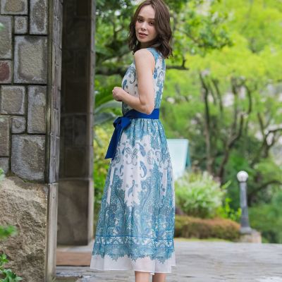 ペイズリープリントワンピース≪手洗い可能≫