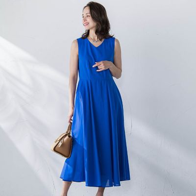 ＜Viaggio Blu (Women)＞ドライシアーシャンブレーワンピース≪洗濯機で洗える≫