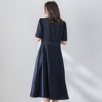 配色ステッチワンピース≪洗濯機で洗える≫