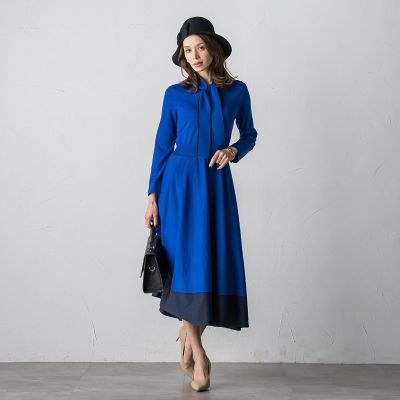 バイカラーニットワンピース≪手洗い可能≫ | Viaggio Blu (Women