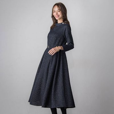 ルネ　ツイード　フリル　ワンピース　ドレス　ビジュー　パール　ブルー系　近年もの 1205-1.jpg?basethum=225