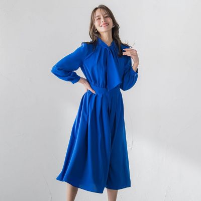 ＜Viaggio Blu (Women)＞ボウタイシャンブレーワンピース