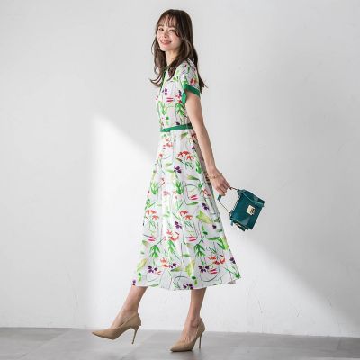 ビアッジョブルー リリープリントワンピース KEITA KAWASAKI × Viaggio Bluコラボ】リリー