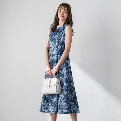 WEB限定カラーあり】リネンライクフラワーワンピース | Viaggio Blu